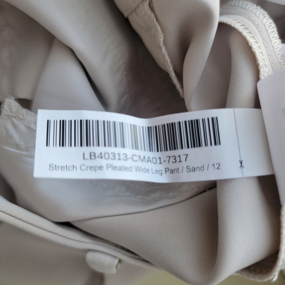 Quince Women Stretch Crepe Pleated Wide Leg Pants Sand 12 - Picture 8 of 8